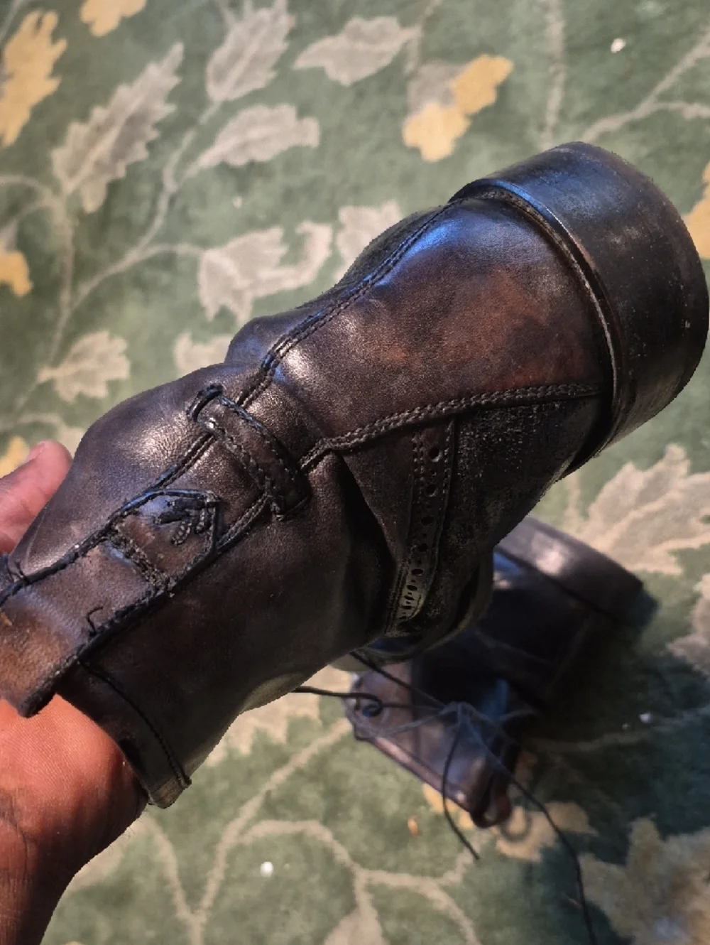 Men's Black Leather Lace-Up Cap-Toe Boots